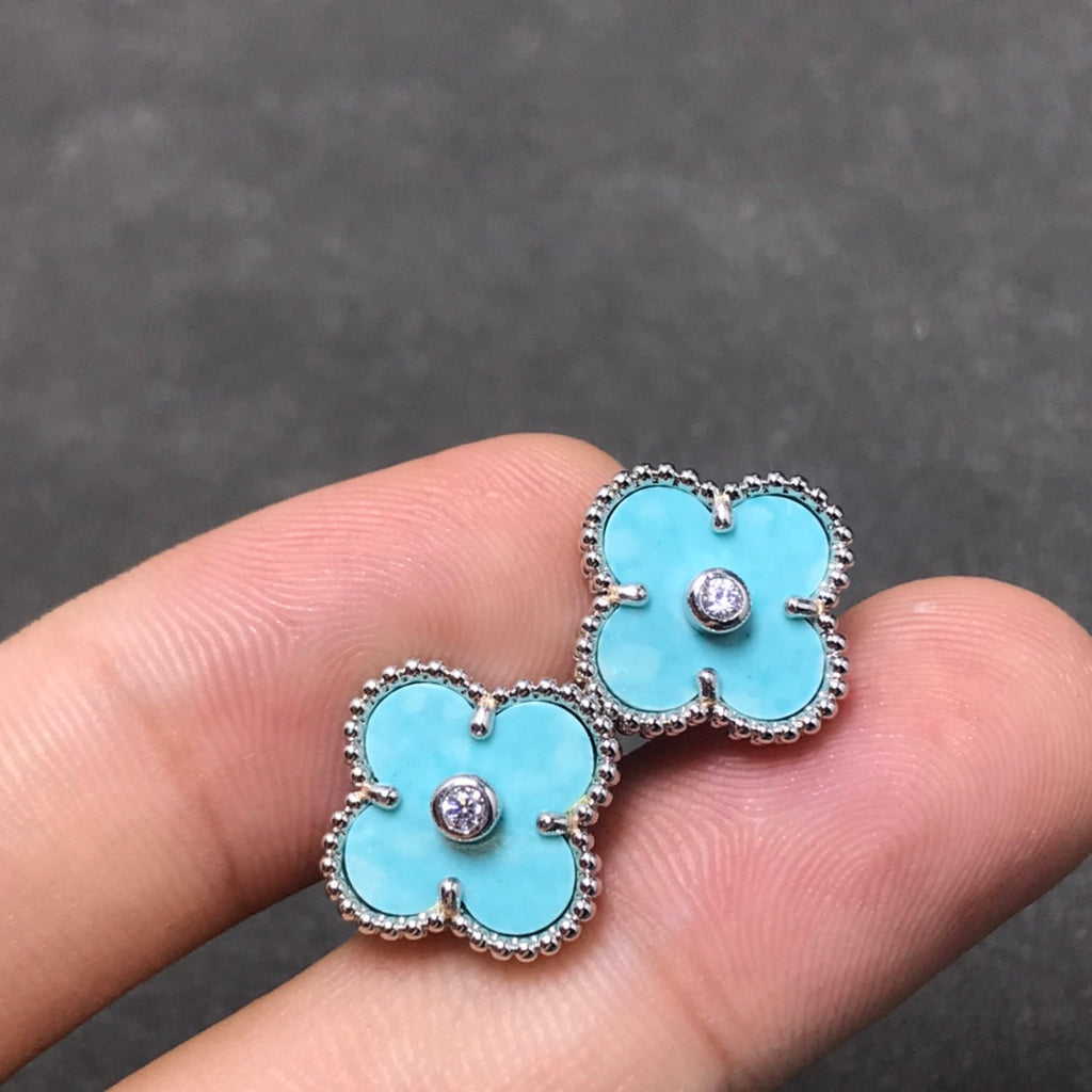 [Imperial] CLOVER 1 DIAMOND BLUE SKY SILVER EARRINGS