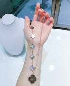 [Imperial] COMBINED BRACELET 5 MOTIFS AND NECKLACE DARK MOP ROSE GOLD