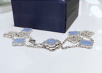 [Imperial] CLOVER 10 MOTIFS CHALCEDONY DIAMONDS SILVER NECKLACE