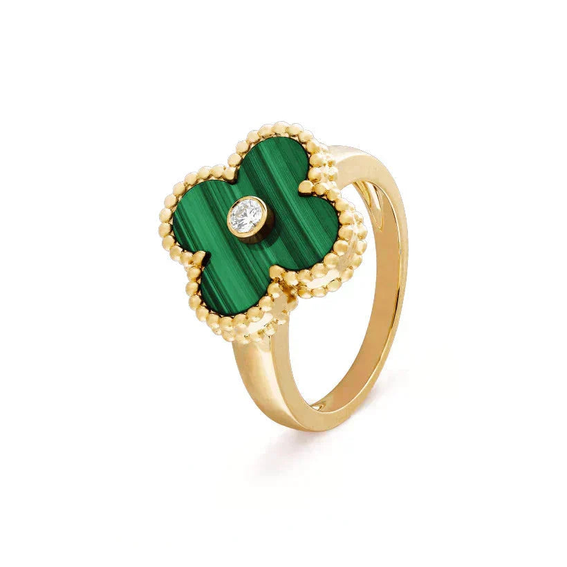[Imperial] CLOVER MALACHITE RING GOLD DIAMOND