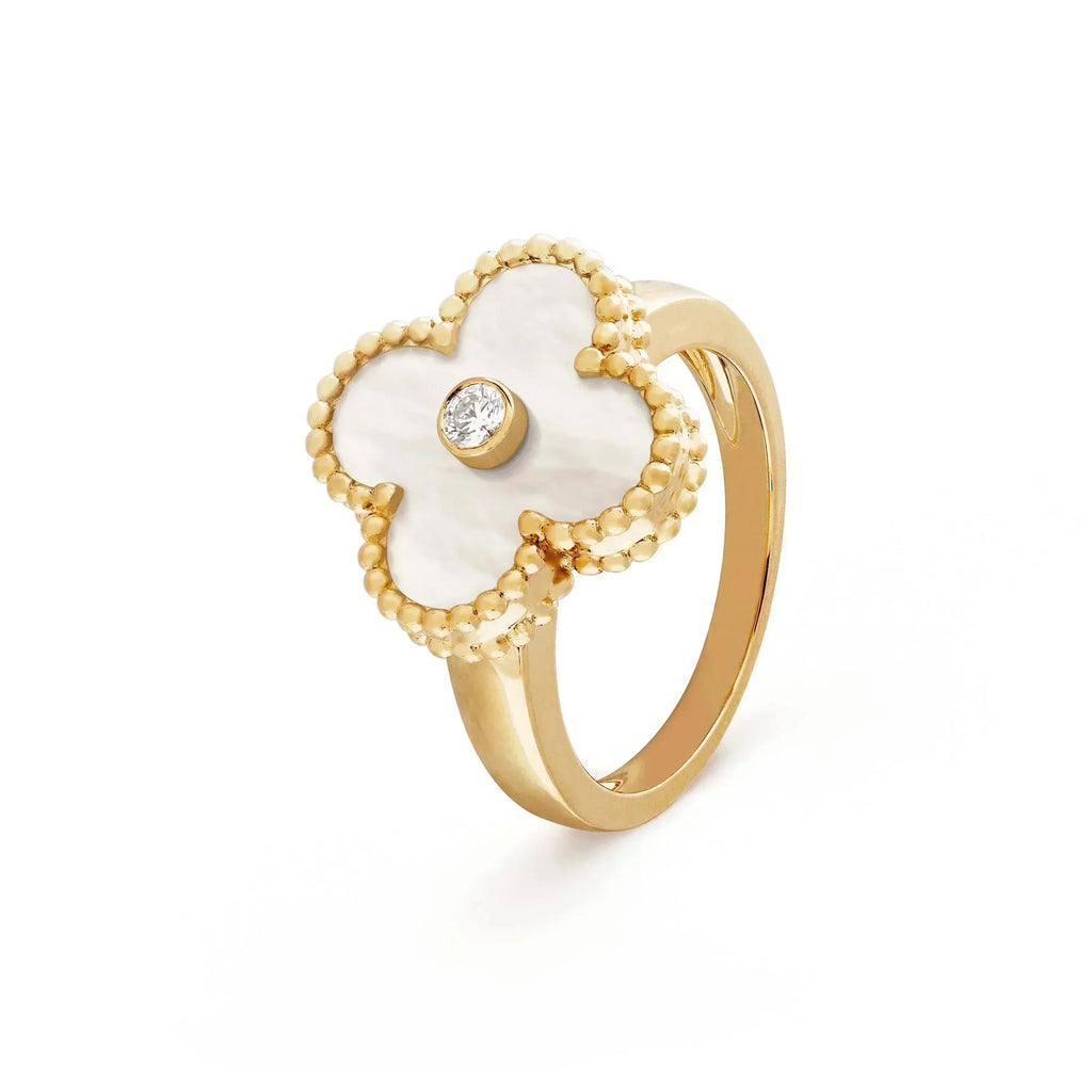 [Imperial] CLOVER PINK MOP RING GOLD DIAMOND