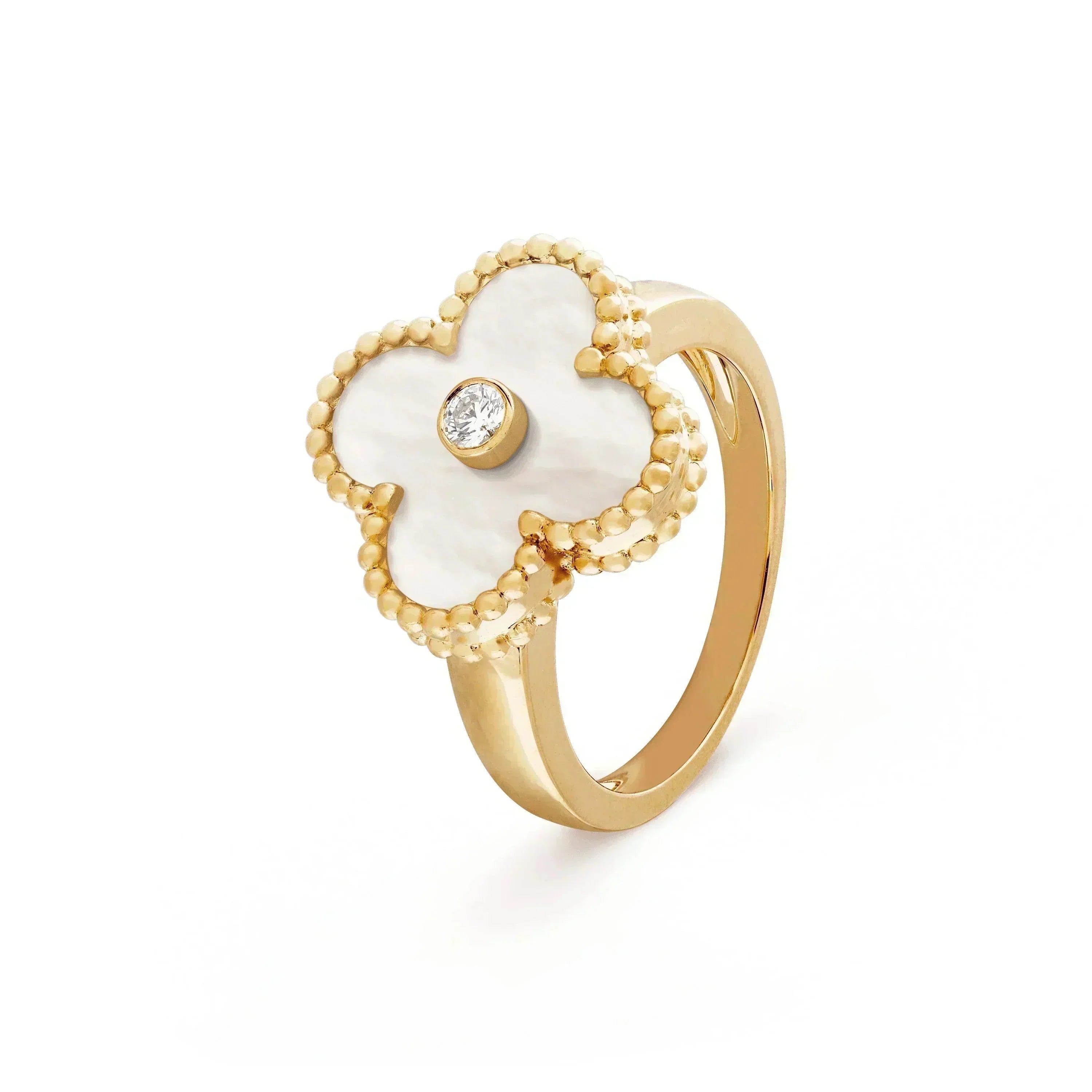 [Imperial] CLOVER PINK MOP RING GOLD DIAMOND